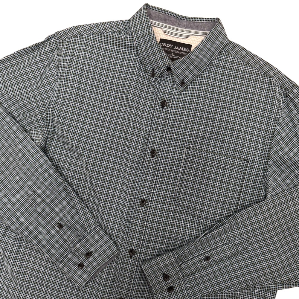 Cody James Button Down Shirt Mens Large Blue Black Western Stretch CJFA22W42